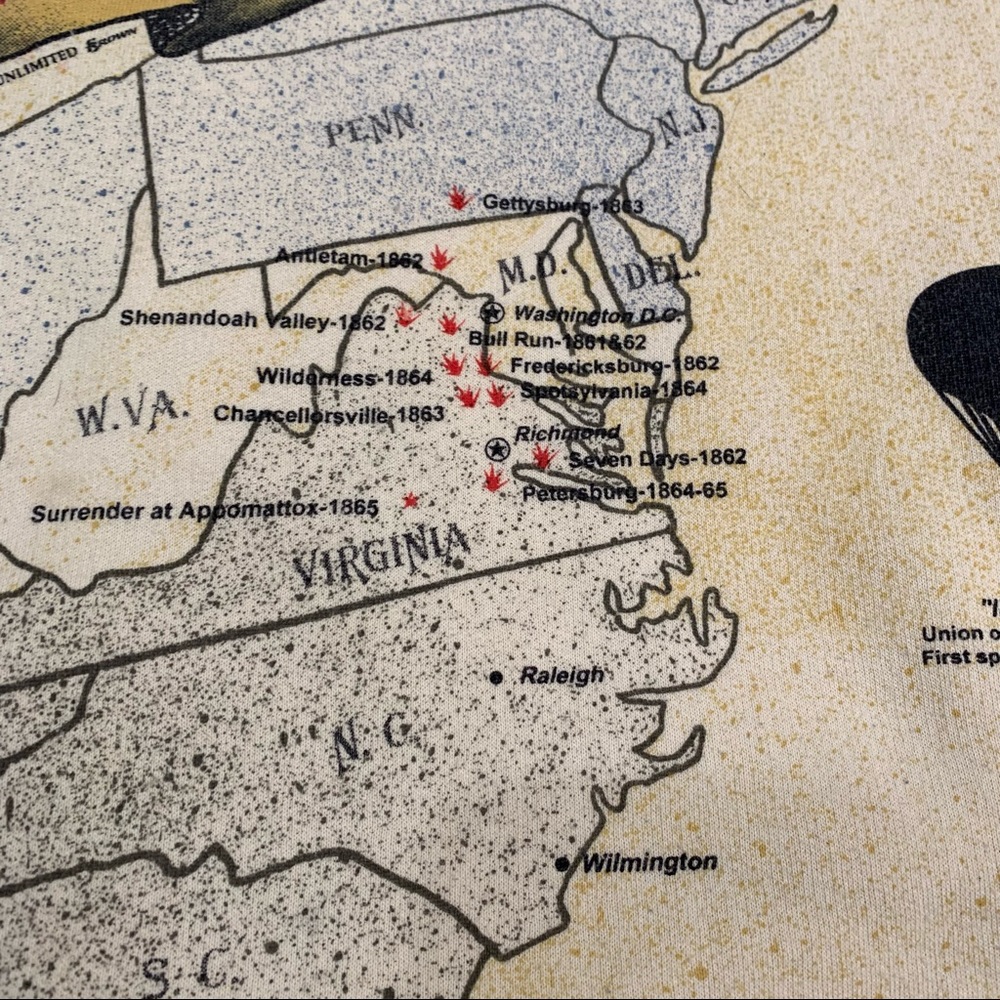 Vintage 90s art unlimited civil war all over print sweatshirt made in USA - Picture 5 of 9